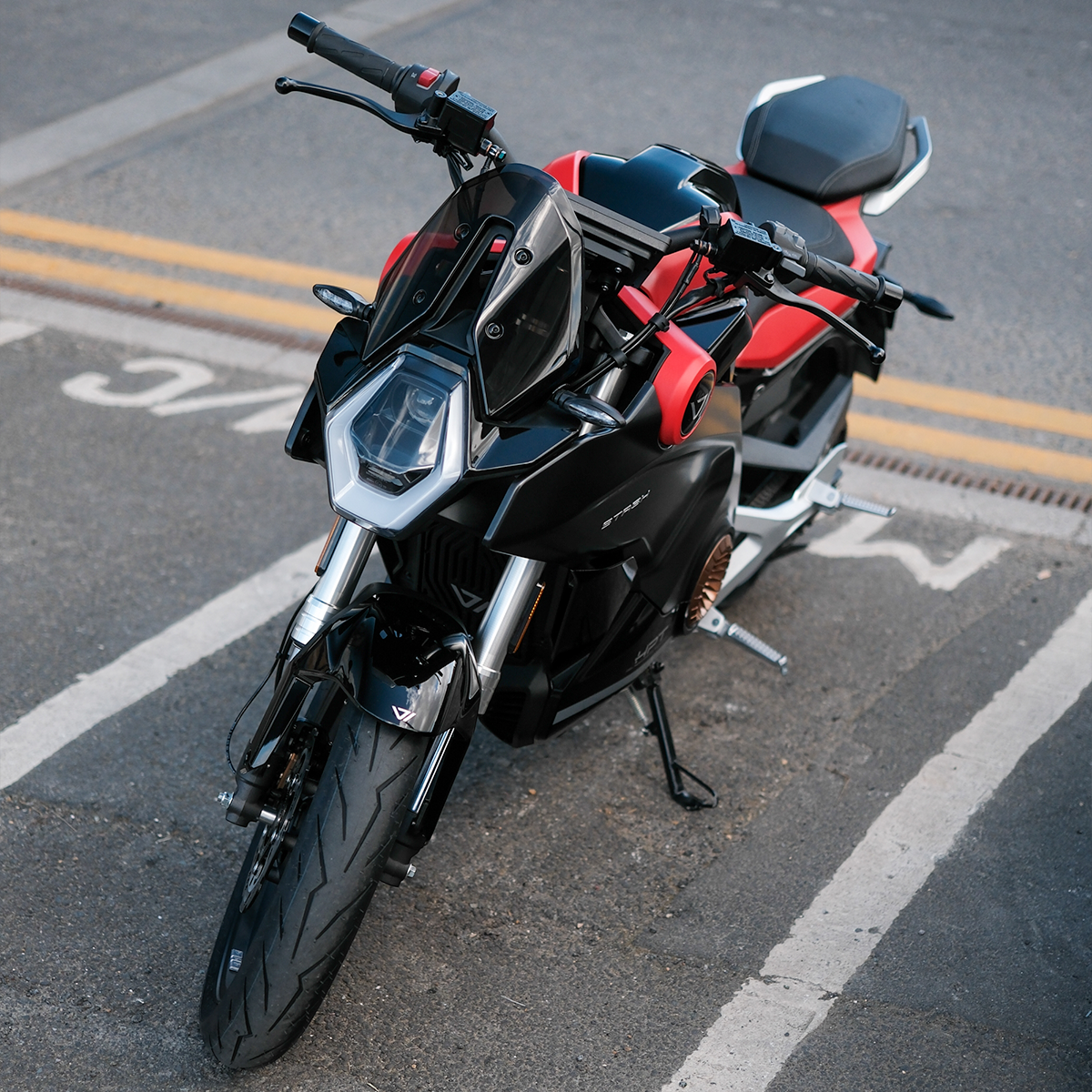 Red Vmoto Stash electric motorcycle