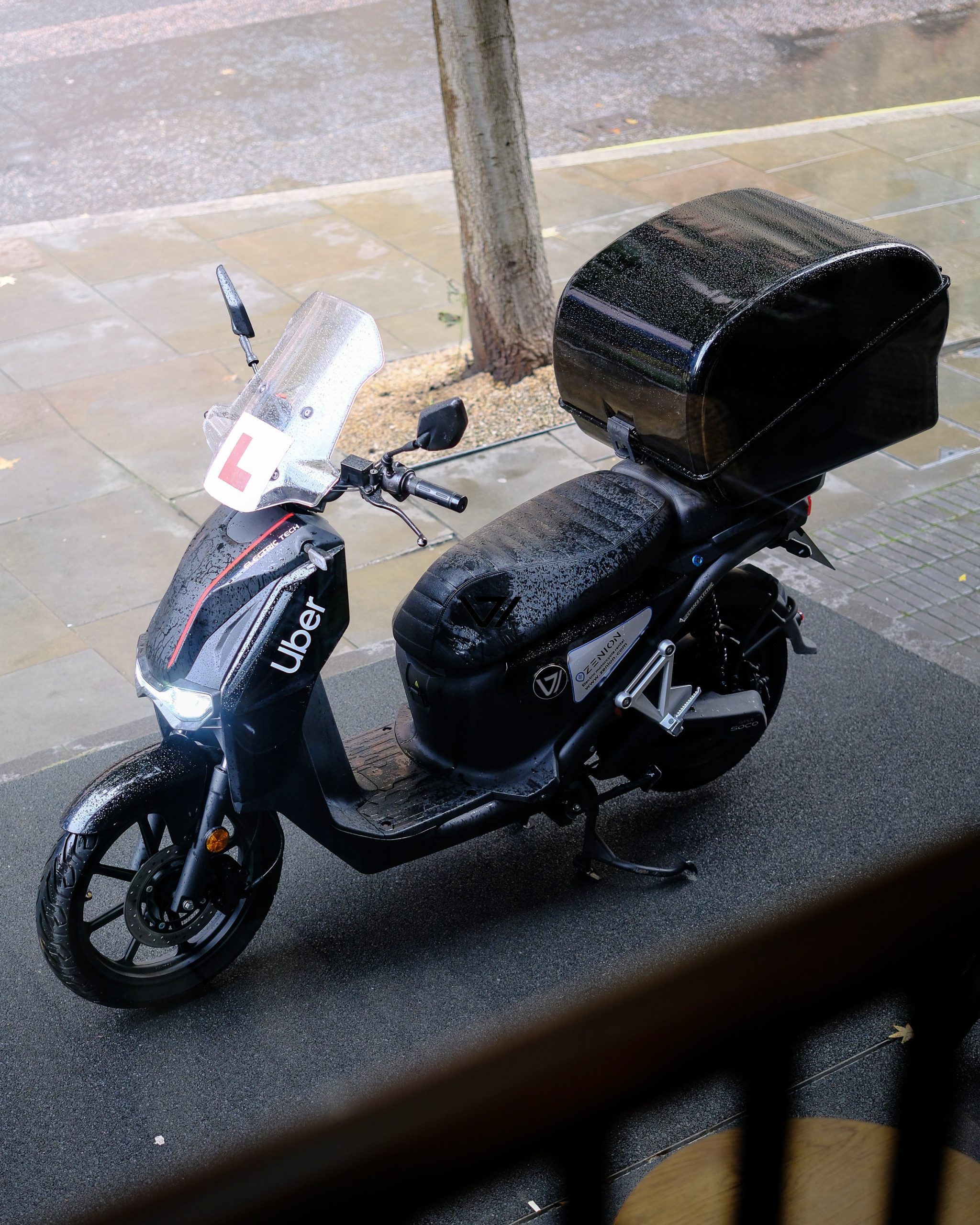 Vmoto CPx electric delivery scooter parked up on a London street