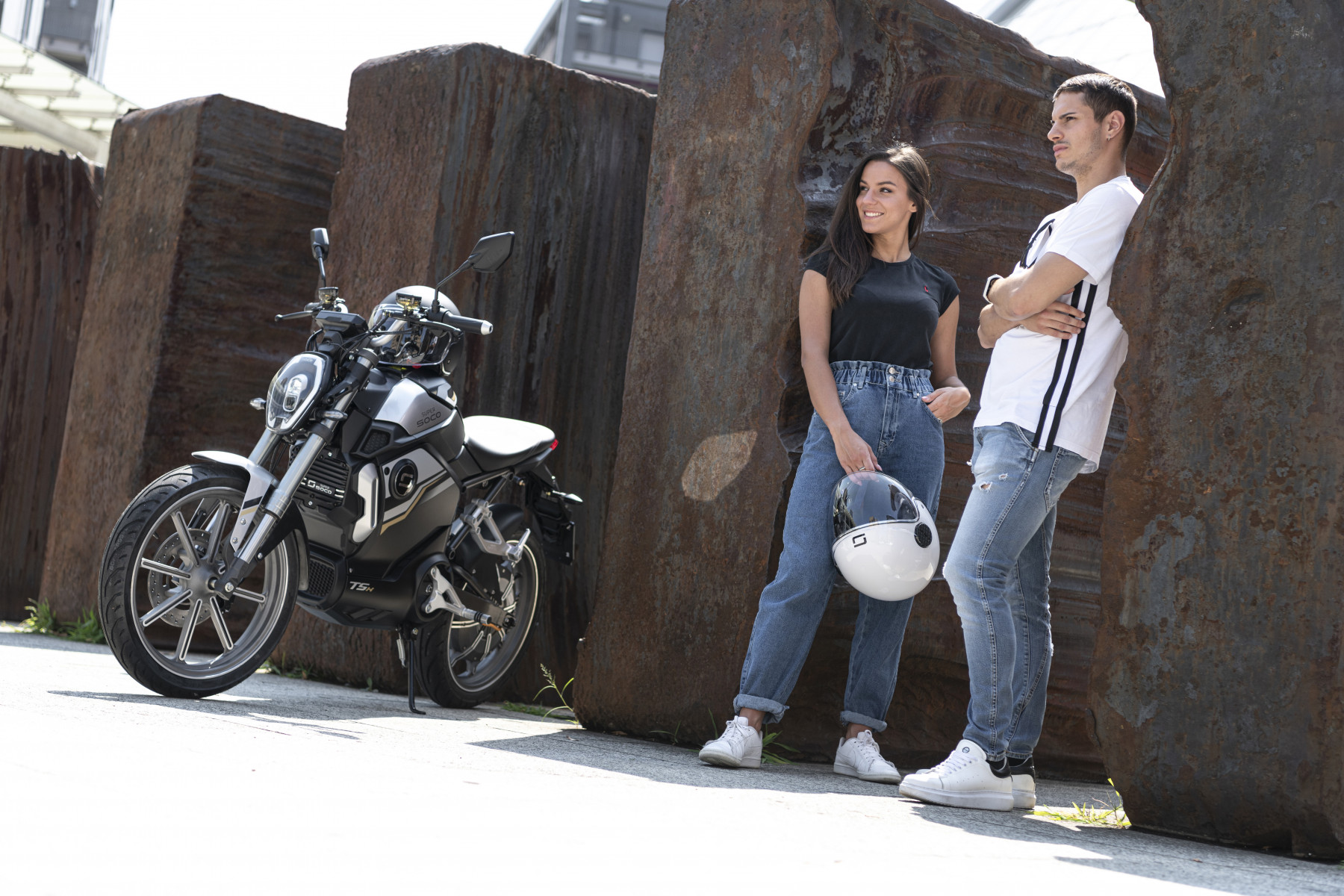 Super Soco TSx electric motorcycle lifestyle image